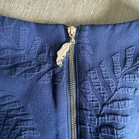 Lilly Pulitzer jacquard palm leaf bell sleeve Midnight Blue Leaf Dress size 10 - Picture 8 of 14